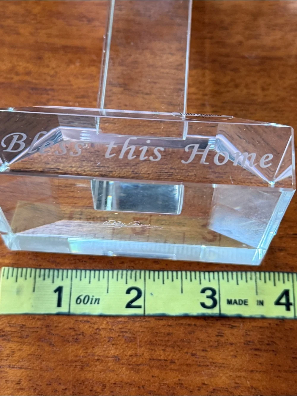 NIB Oleg Cassini 7” Clear Crystal Free Standing Cross Colorful Mosaic Center
